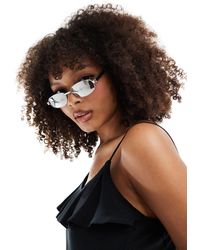 Pieces - Oval Sunglasses With Reflective Mirror Lens - Lyst