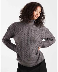 Brave Soul - Chunky Cable Knit High Neck Jumper - Lyst