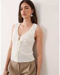 Mango - Ruffle Front Sleeveless Top - Lyst
