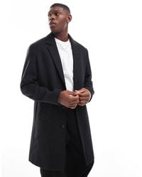 Jack & Jones - Manteau long en laine mélangée à chevrons - foncé - Lyst