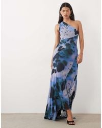 ASOS - Mesh One Shoulder Exposed Seams Maxi Dress With Full Hem - Lyst