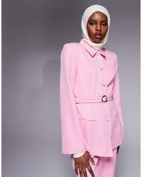 ASOS - Blazer d'ensemble avec col, ceinture et boutonnière - Lyst