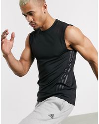 adidas Originals Adidas Training 3 Stripe Tank - Black