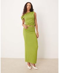 ASOS - Ruched Waist Textured Rib Column Maxi Skirt - Lyst