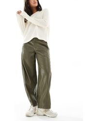 ASOS - Faux Leather Barrel Leg Trousers With Seam Detail - Lyst