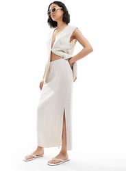 ASOS - – maxirock aus leinenimitat mit streifen, kombiteil - Lyst