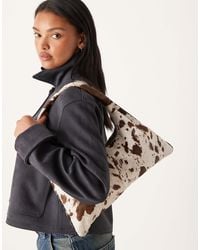 ASOS - Hair On Real Leather With Cow Print Trapeze Shoulder Bag - Lyst