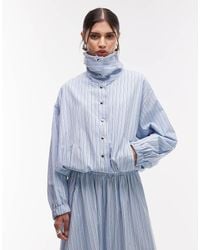ASOS - Camicia Giacca Blu A Righe Con Colletto E Bottoni - Lyst