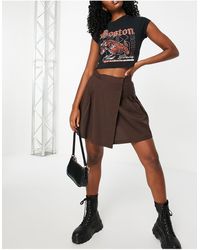 Mini-jupe densemble ultra courte fendue Femme Vêtements Jupes Minijupes croco Daisy Street en coloris Marron 