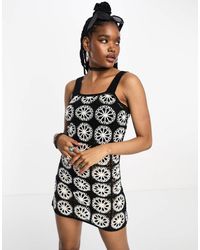 ASOS - Crochet Patch Mini Dress - Lyst