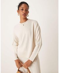 Vila - Jersey Color Crema Con Detalle De Costura De (Parte De Un Conjunto)-Blanco - Lyst