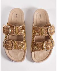 ASOS - Wide Fit Frost Beaded Double Strap Sandal - Lyst