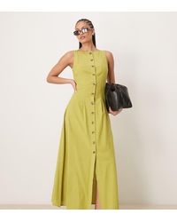 ASOS - Asos Design Tall Slash Neck Button Down Waistcoat Maxi Dress - Lyst