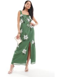 Maya - Floral Motif Scalloped Square Neck Midaxi Dress - Lyst