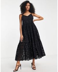 ASOS - Strappy Cami Tiered Broderie Maxi Dress - Lyst
