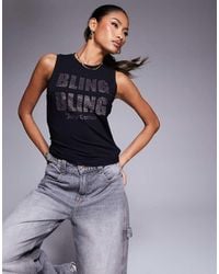 Juicy Couture - Hemd-Topje Met 'Bling Bling'-Print Met Siersteentjes - Lyst