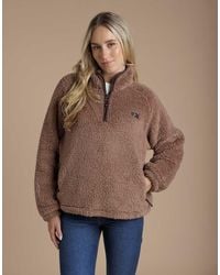 French Connection - Borg High Neck 1/2 Zip Fleece Pullover - Lyst