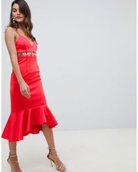 ASOS Midi-jurk Met Strook - Rood