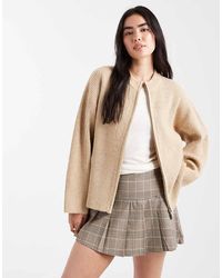 4th & Reckless - Premium High Neck Double Zip Knitted Bomber Cardigan - Lyst