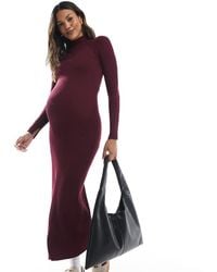 ASOS - Asos Design Maternity Knitted Fine Gauge Maxi Dress With Rib Detail - Lyst