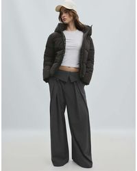 Stradivarius - Basic Gewatteerd Jack Met Capuchon - Lyst