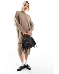 Monki - Long Sleeve Knitted Midi Dress - Lyst