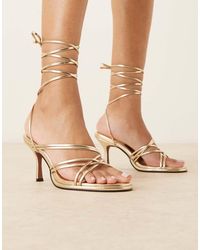 ASOS - Hoop Strappy Tie Leg Mid Heel Sandals - Lyst