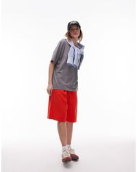 TOPSHOP - Pantaloncini Sartoriali Taglio Lungo Rossi - Lyst