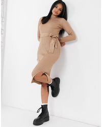 New Look Tie Waist Knitted Dress in 