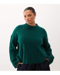 ASOS - Asos Design Curve Relaxed Rib Crew Neck Knitted Jumper - Lyst