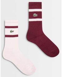 Lacoste - 2 Pack Long Striped Socks - Lyst