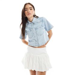 ASOS - Cropped Denim Overhemd - Lyst