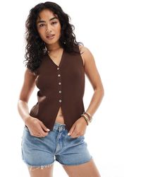 ASOS - Neat Fit Waistcoat With Split Front - Lyst