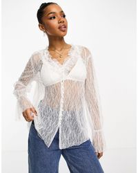 Urban Revivo - Lace Blouse With Ruffle Front Detail - Lyst