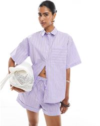 ASOS - Chemise d'ensemble coupe carrée à rayures - violet - Lyst