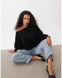 ASOS - Asym Off Shoulder Batwing Sleeve Sweater - Lyst
