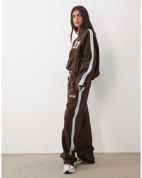 Kaiia - Cotton Rich Embroidered Logo Detail Wide Leg Sweatpants - Lyst