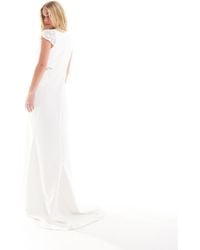 Y.A.S - Bridal Cap Sleeve Lace Maxi Dress With Train - Lyst