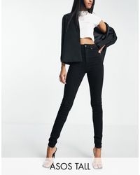 ASOS - Asos design tall - jeans skinny elasticizzati a vita alta modellanti effetto push-up neri - Lyst