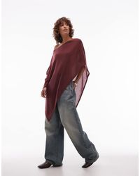 ASOS - Halfdoorschijnende Gebreide Asymmetrische Cape Met Blote Schouder - Lyst
