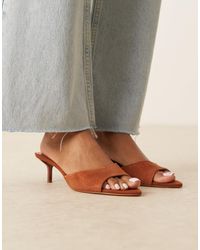 Mango - Sandales ouvertes à talon en daim - brûlé - Lyst
