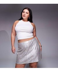 ASOS - Curve Metallic Faux Leather Mini Skirt - Lyst