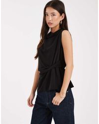 ASOS - Cowl Neck Sleeveless Top With Twist Waist Detail - Lyst