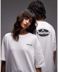 Timberland - Camiseta Blanca Extragrande Con Estampado De Logo Ovalado En La Espalda De - Lyst