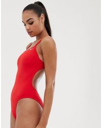 Nike Cut-out Swimsuit In Red