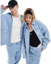Calvin Klein - Camicia giacca unisex oversize lavaggio chiaro - Lyst