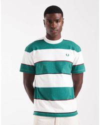 Fred Perry - Camiseta Holgada A Rayas Blancas Y Verdes De - Lyst