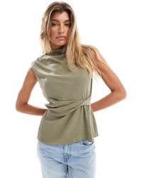 ASOS - Cowl Neck Sleeveless Line-look Top With Twist Waist Detail - Lyst
