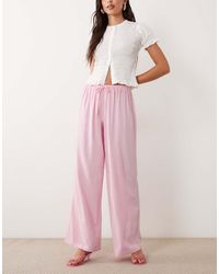 The Frolic - Exclusive Linen Blend Elasticated Waist Wide Leg Trouser - Lyst