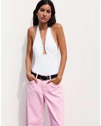 Pull&Bear - Gathered Halter Bodysuit - Lyst